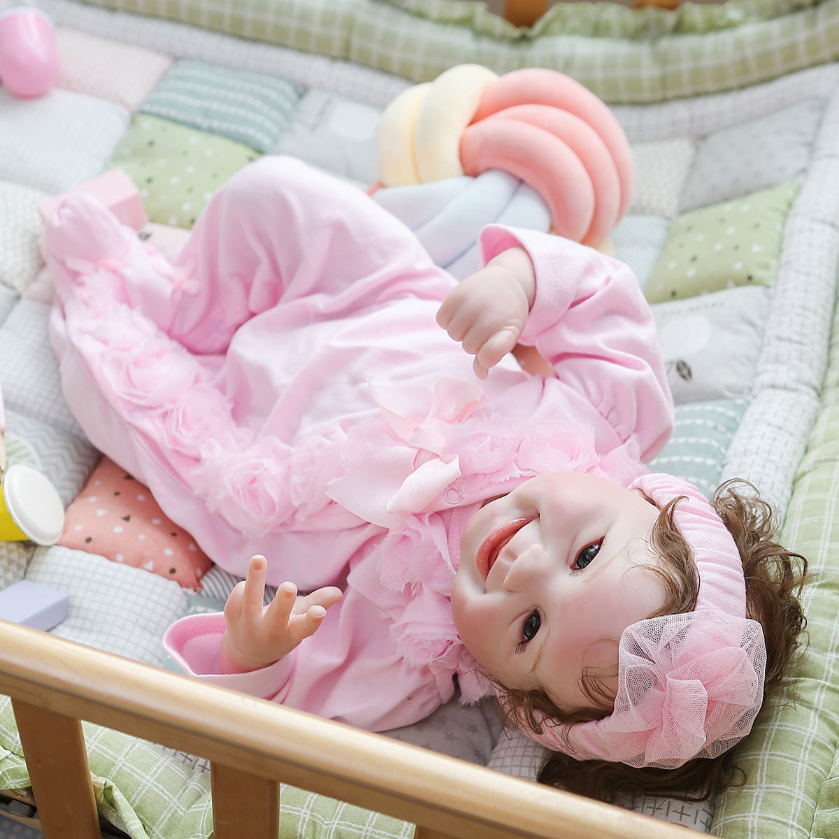 Cute  Acrylic Eyes Smiling Baby Reborn Toy