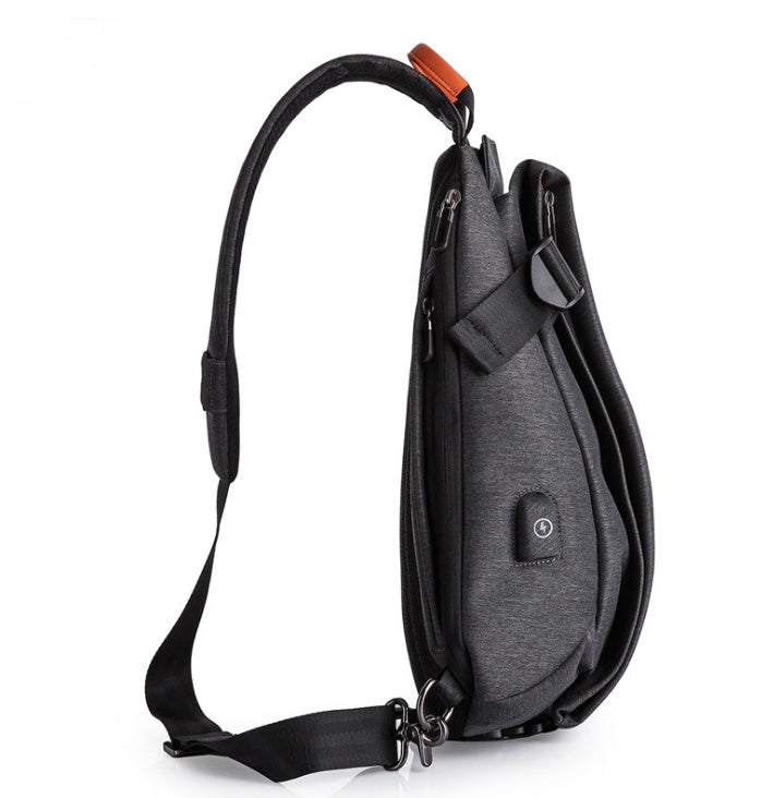 Sac à bandoulière, sac de poitrine tendance pour hommes, sac en diagonale Oxford, sac de sport de marque branchée.