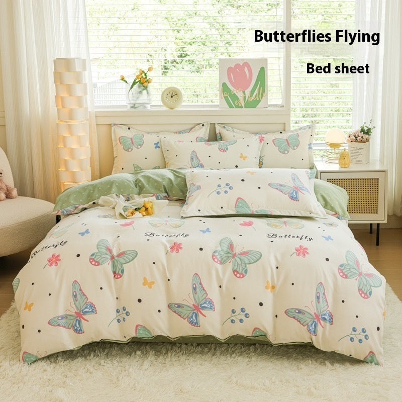 Four Seasons Woolen Cotton Four-piece Quilt Cover Bed Sheet Dormitory Set
