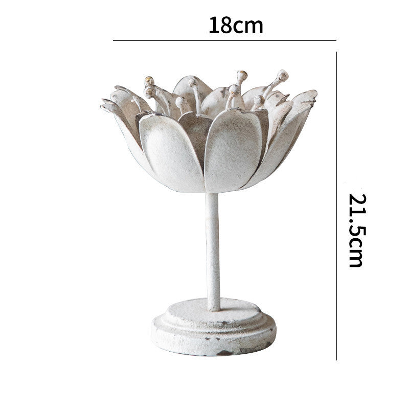 American Retro Solid Wood Wrought Iron Candle Holder Ornaments