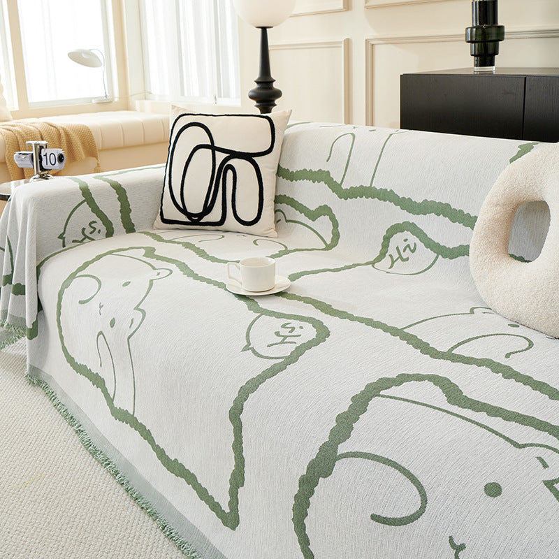 Cartoon Cute Bear Sofa Cover Cloth Anti-scratching