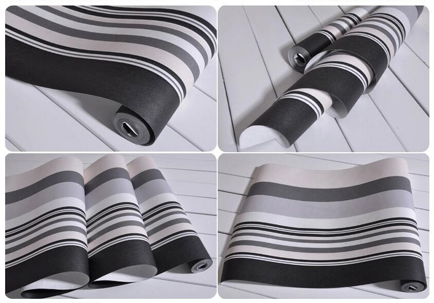 Striped non-woven wallpaper