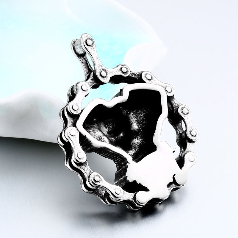 Punk Heavy Metal Skull Head Stainless Steel Pendant Necklace