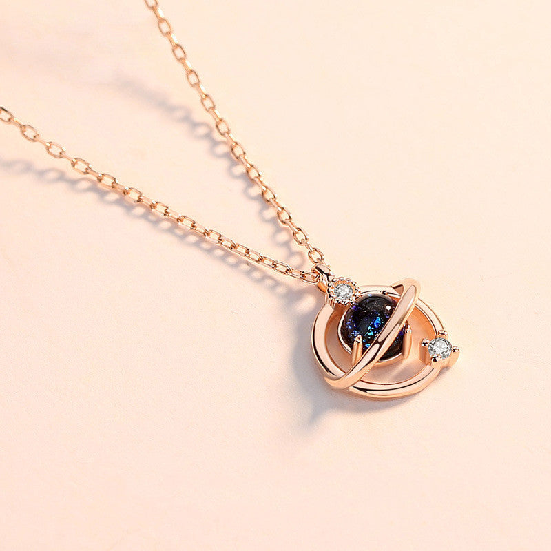 Silver-plated fantasy planet necklace