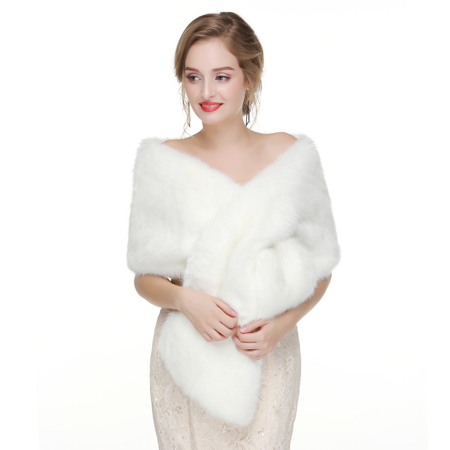 Wedding Dress Fox Fur Waistcoat Winter Warm Fur Shawl