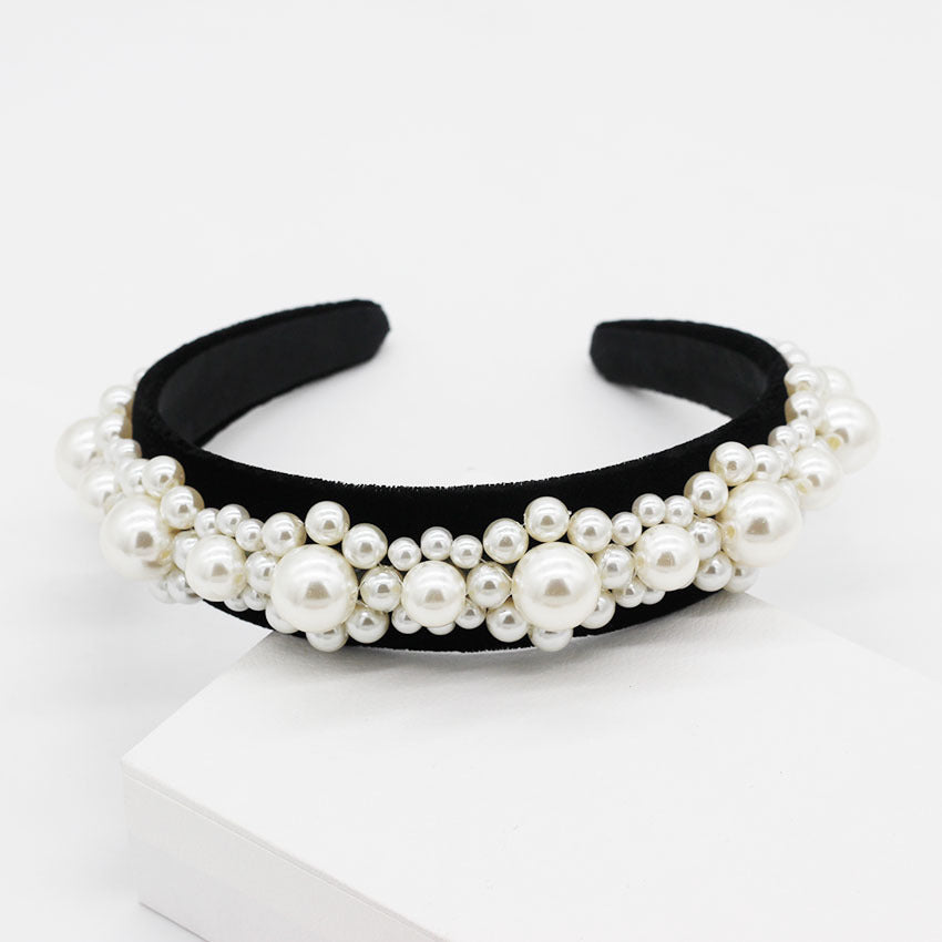 Braided large pearl hair band