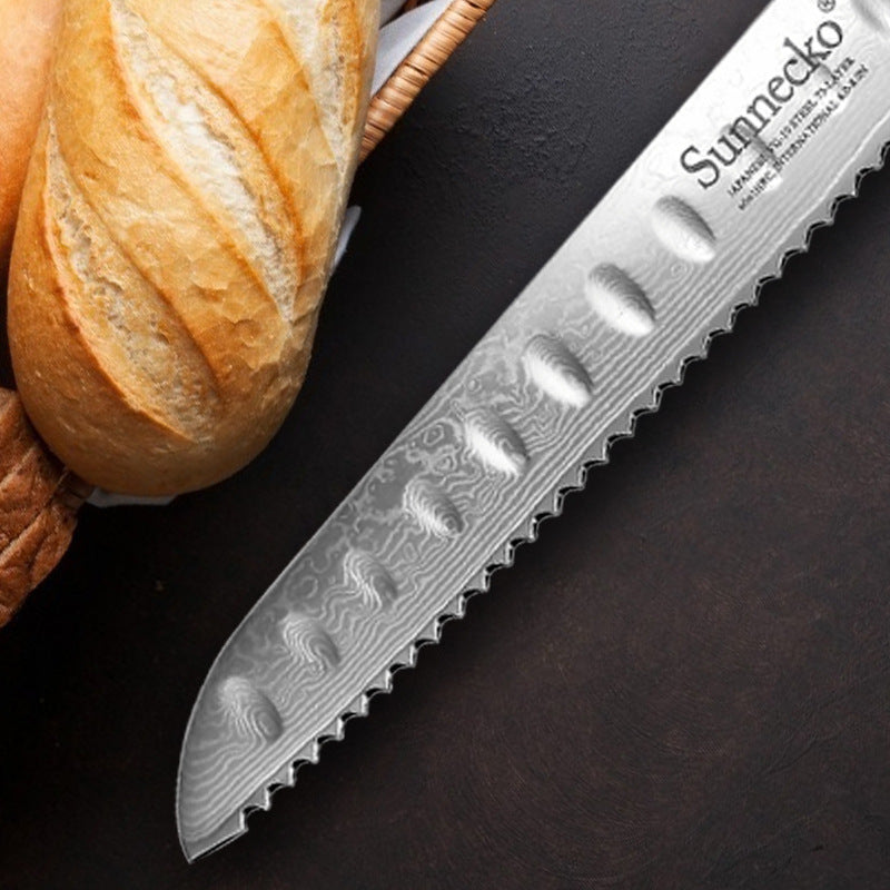 Damascus steel wave pattern baking chef special bread knife