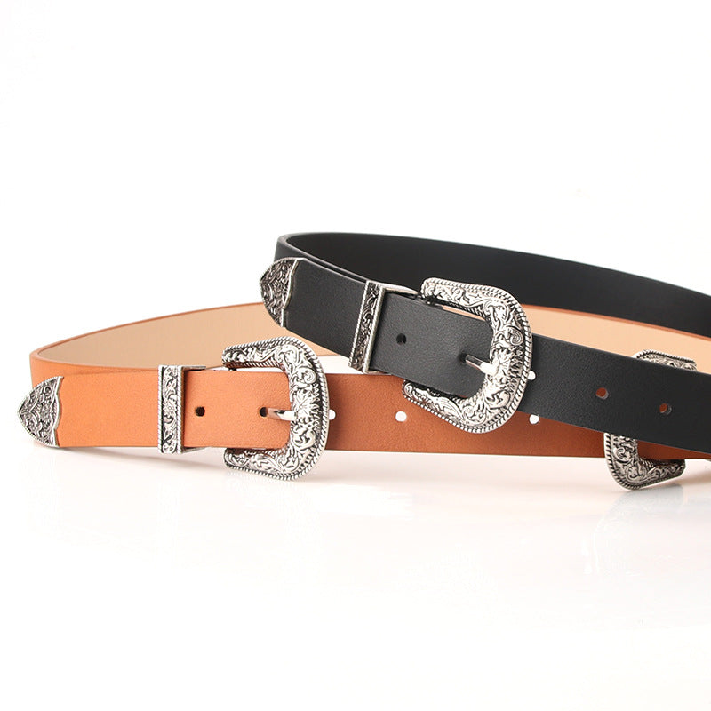 Double head carved ladies belt
