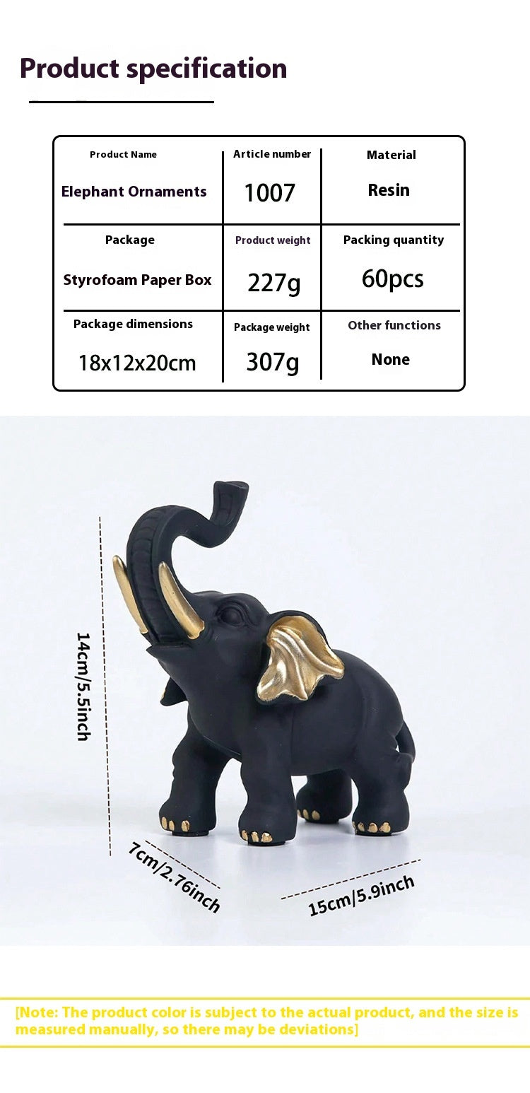 Cross-border Foreign Trade Home Desktop Decorative Resin Crafts Black Elephant Ornaments