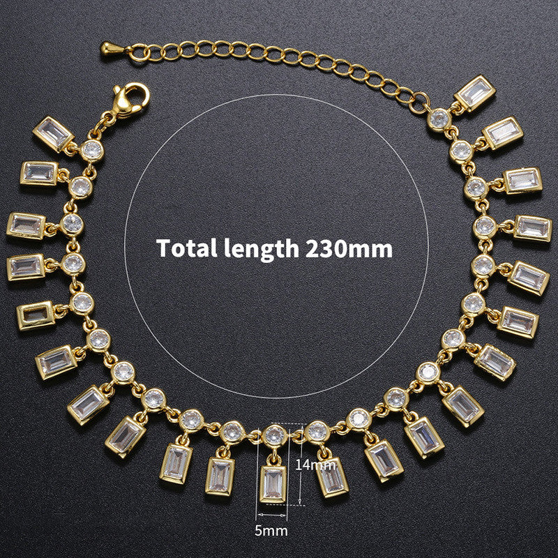 Women's Fashion Gold-plated Square Zirconia Bracelet