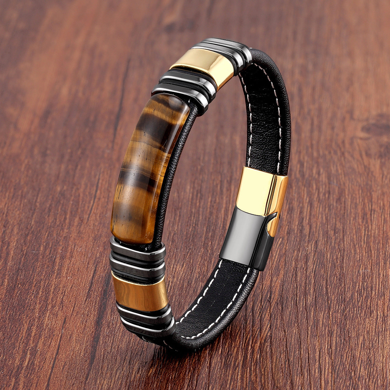 New Stainless Steel Buckle Head Leather Rope Bracelet For Personalized Men