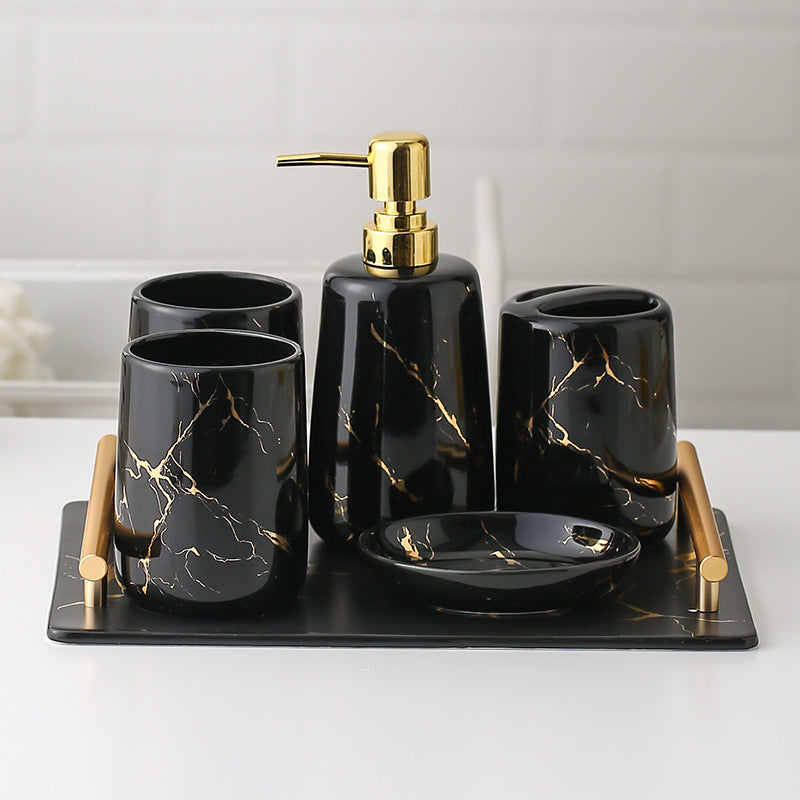 Five-piece Toilet Ceramic Bathroom Supplies Wash And Rinse Cup