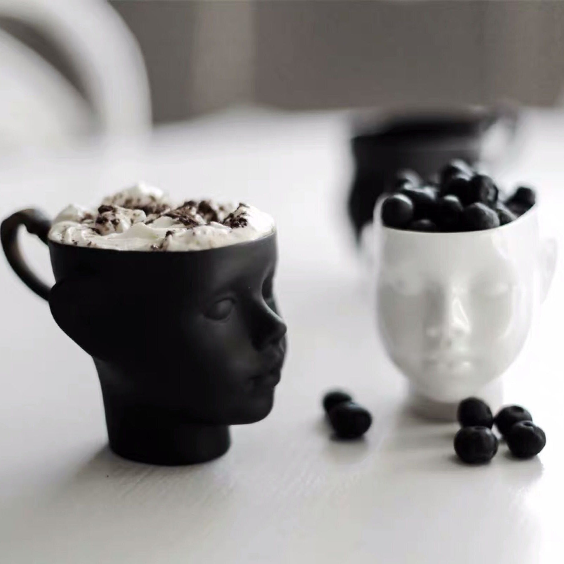 Nordic Style Personality Creative Face Mug Couple Ceramic Coffee Cup Milk Tea Cup Doll Doll Head Coffee Cup