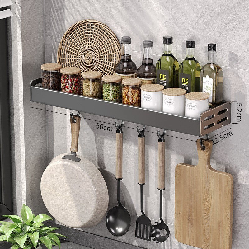 Gun Gray Kitchen Storage Rack Alumimum Punch-free Multi-functional Household