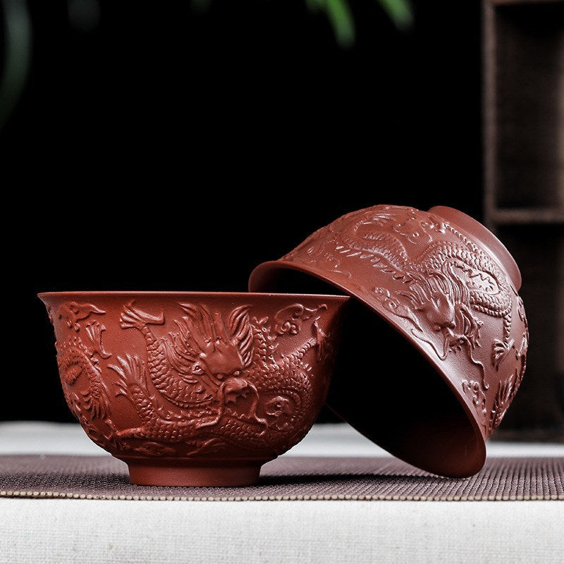 Purple sand embossed tea cup