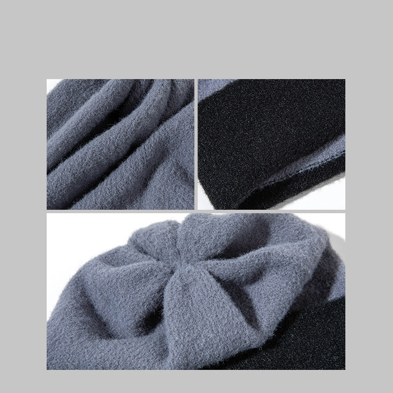 Color Blocking Knitting Fashion Retro Port Style Wool Hat Women