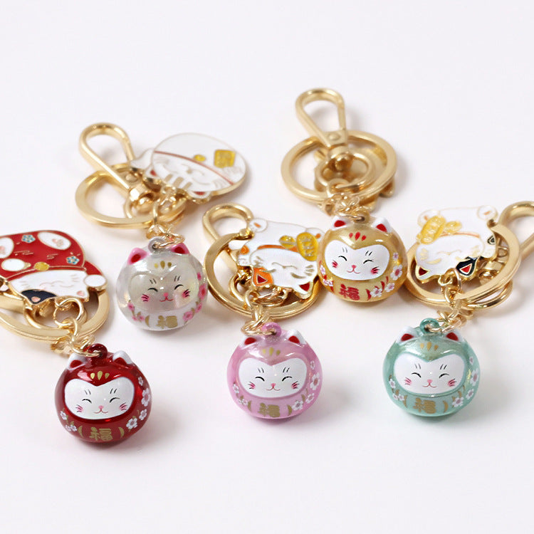 Laser Symphony Lucky Cat Keychain Cute Car Decoration