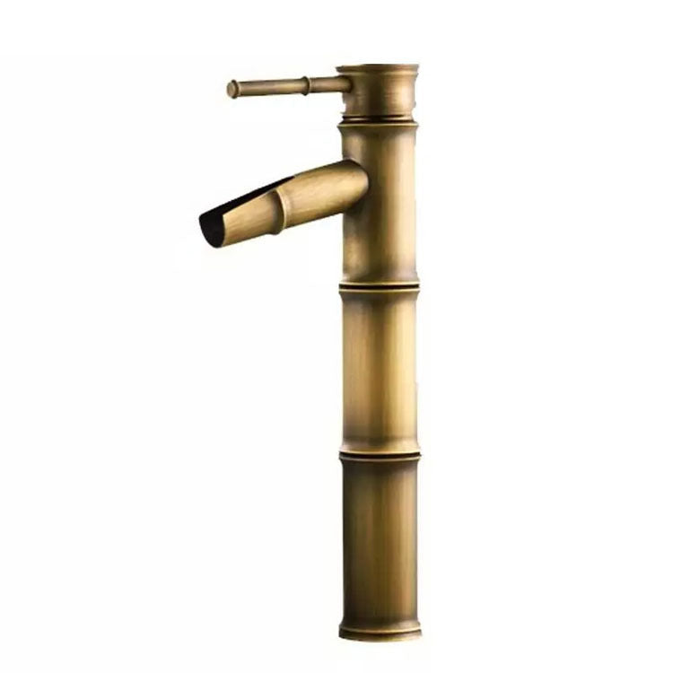 Retro bamboo hot and cold wash basin faucet