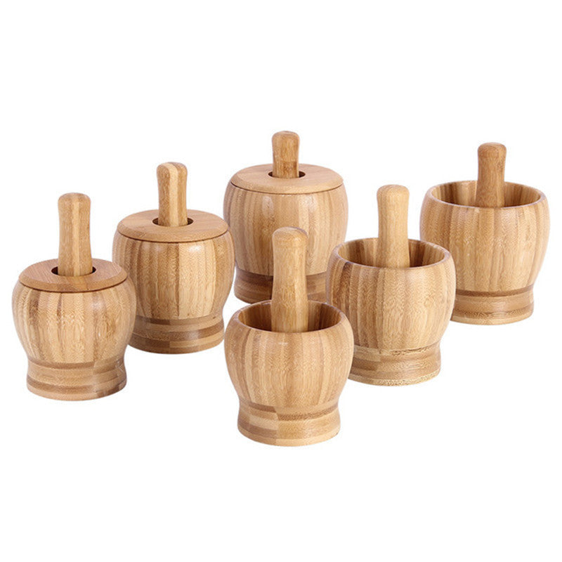 Bamboo Bowl Garlic Press Grinder Crusher for Guacamole Kitchen Pepper Garlic Pressing Bowl Convenient
