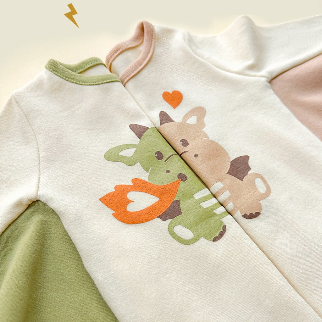 Ins Style Fire-breathing Dragon Printing Modeling Romper Baby Rompers