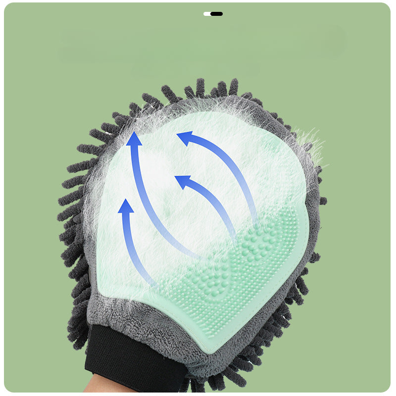 Brosse de bain pour animaux 2 en 1 Gant de toilettage élégant Outil de toilettage pour chiens et chats pour le brossage, le massage et le séchage Kit de toilettage pour chiens et chats Brosse de bain 2 faces Gant de nettoyage et de massage