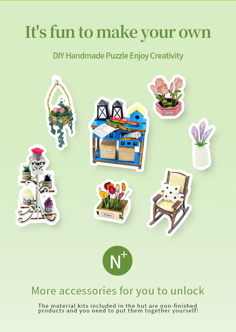 English Version Diy Hand-pasted Cottage Assembled Garden House Model Ornaments