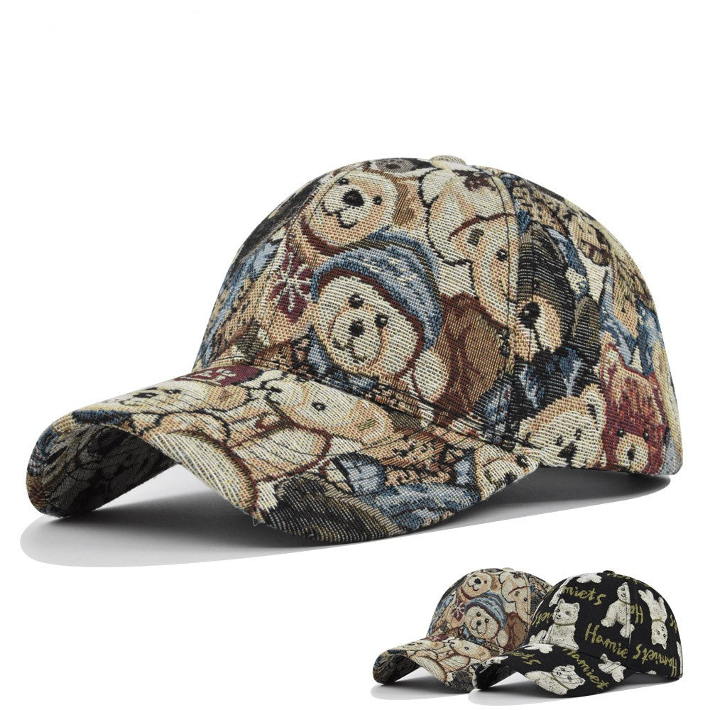Korean Version Of Bear Baseball Cap Dog Printed Casual