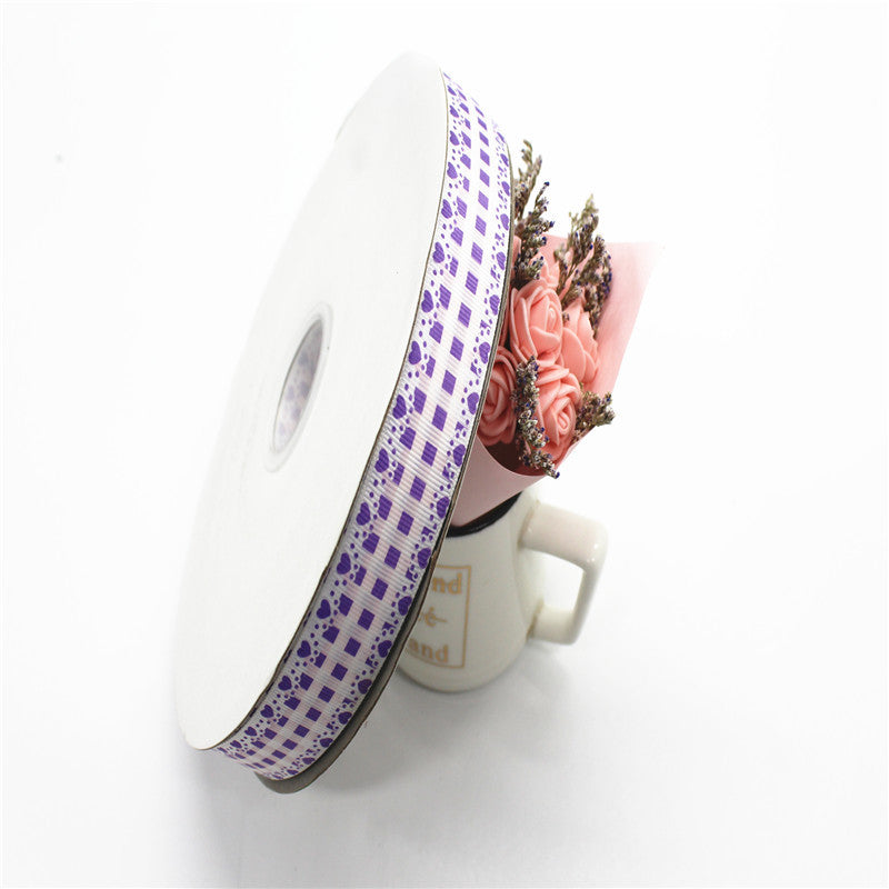 Plaid Two-color Printing Thread Belt Fabric Bow Handmade Hair Accessories DIY Ribbon