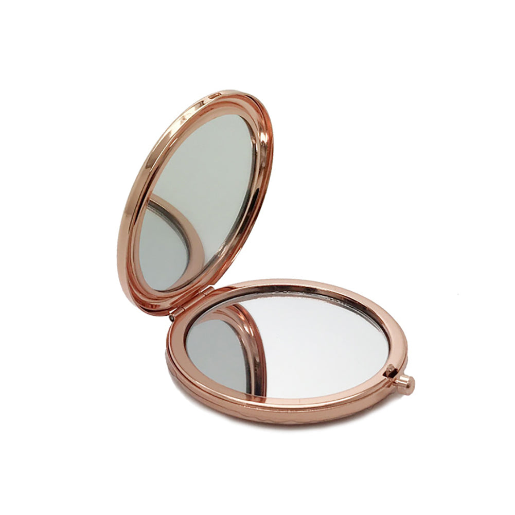 Double-sided folding metal makeup mirror