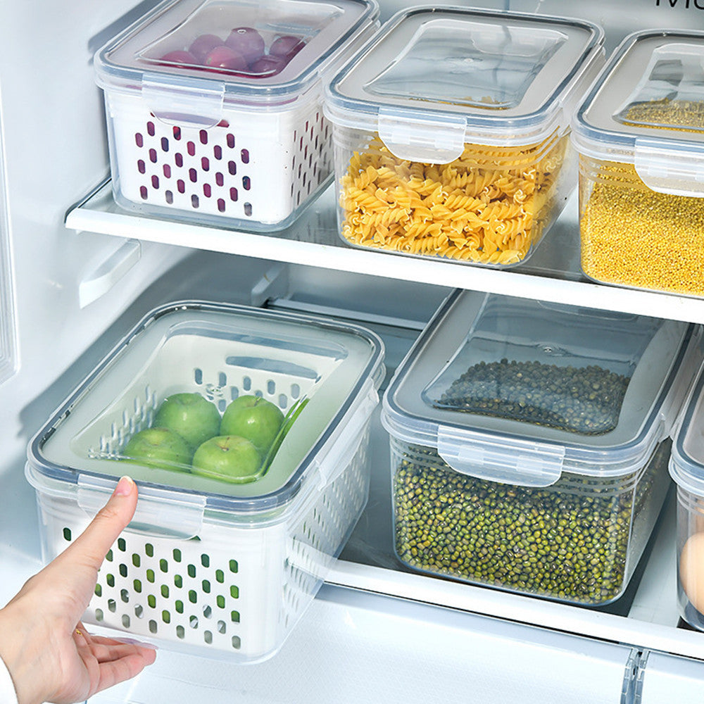 Household Double Layer Refrigerator Storage Box With Lid