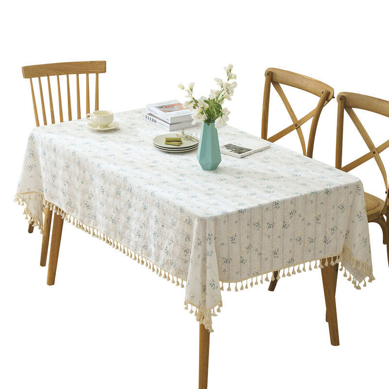 Pastoral Student Dormitory White Dustproof Non-slip Decorative Cloth Coffee Table Cover Cloth