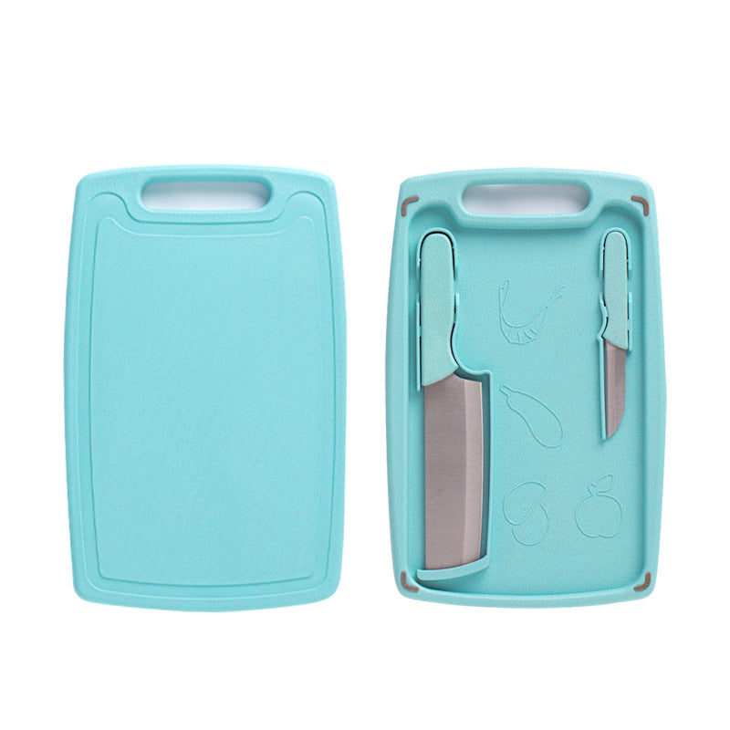 Kitchen Knife Cutting Board Fruit Knife Three-piece Plastic Set