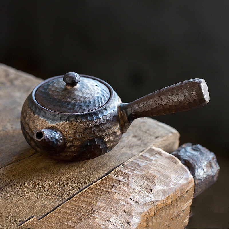 Handmade Rough Pottery Teapot With Hand Bubble Teapot