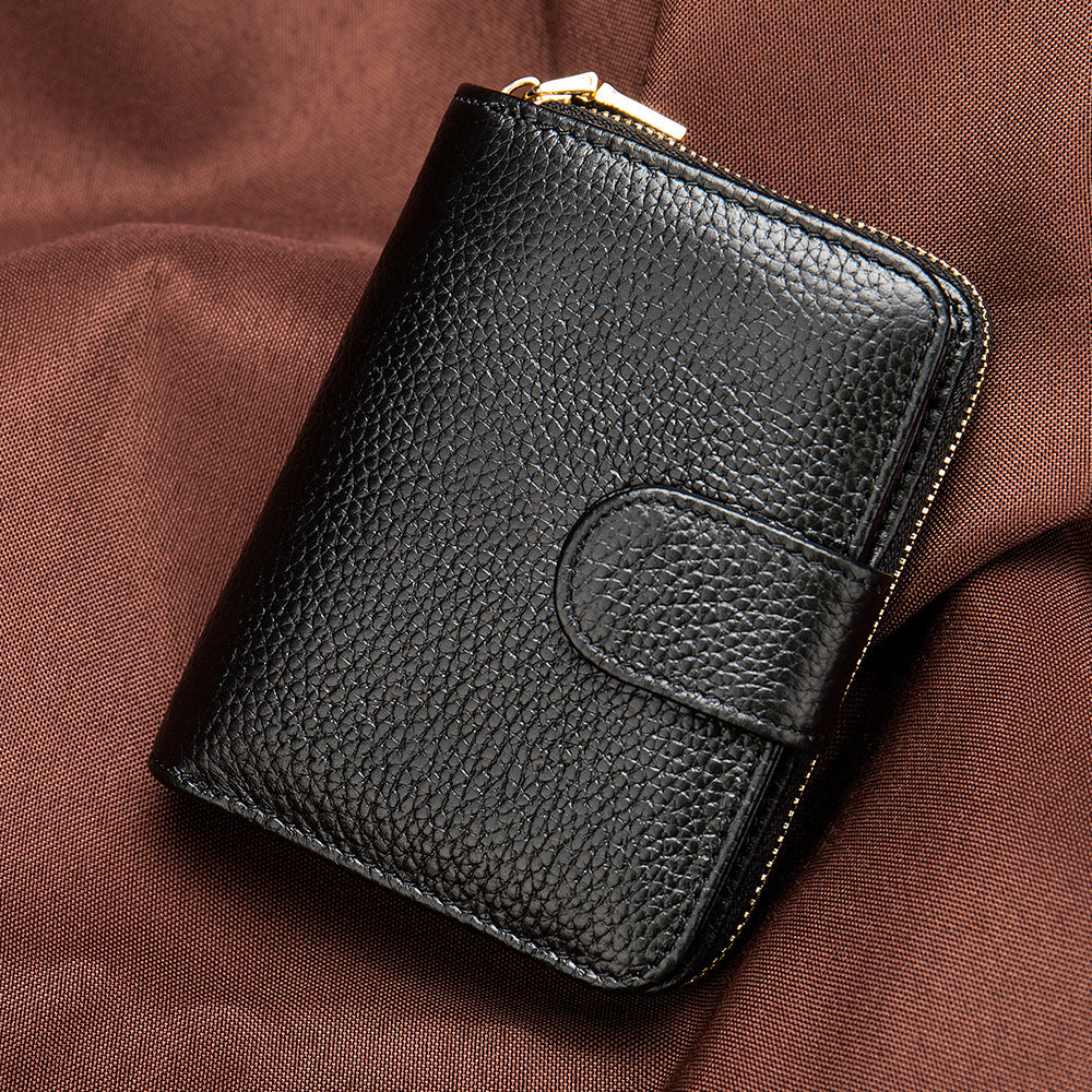 First layer cowhide Korean style ladies wallet