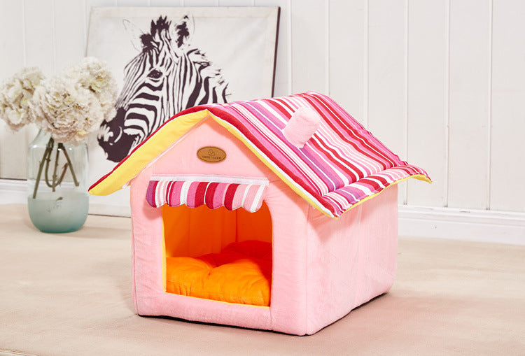 Nouvelle Mode Rayé Amovible Housse Tapis Niche Chien Lits pour Chiens Petits et Moyens Produits pour Animaux de Compagnie Maison Lits pour Animaux de Compagnie pour Chat