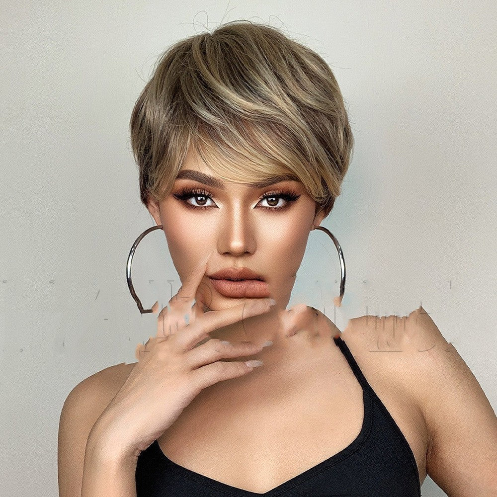 Reversed  Style With Six Colors And Short Straight Hair Wig