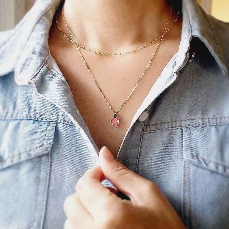 Strawberry Pendant New Color Zirconium Fruit Necklace