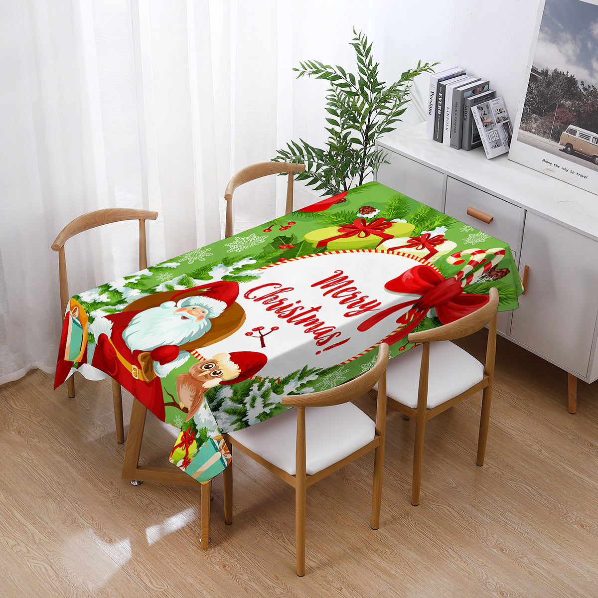 Printed Christmas Polyester Tablecloth Rectangular