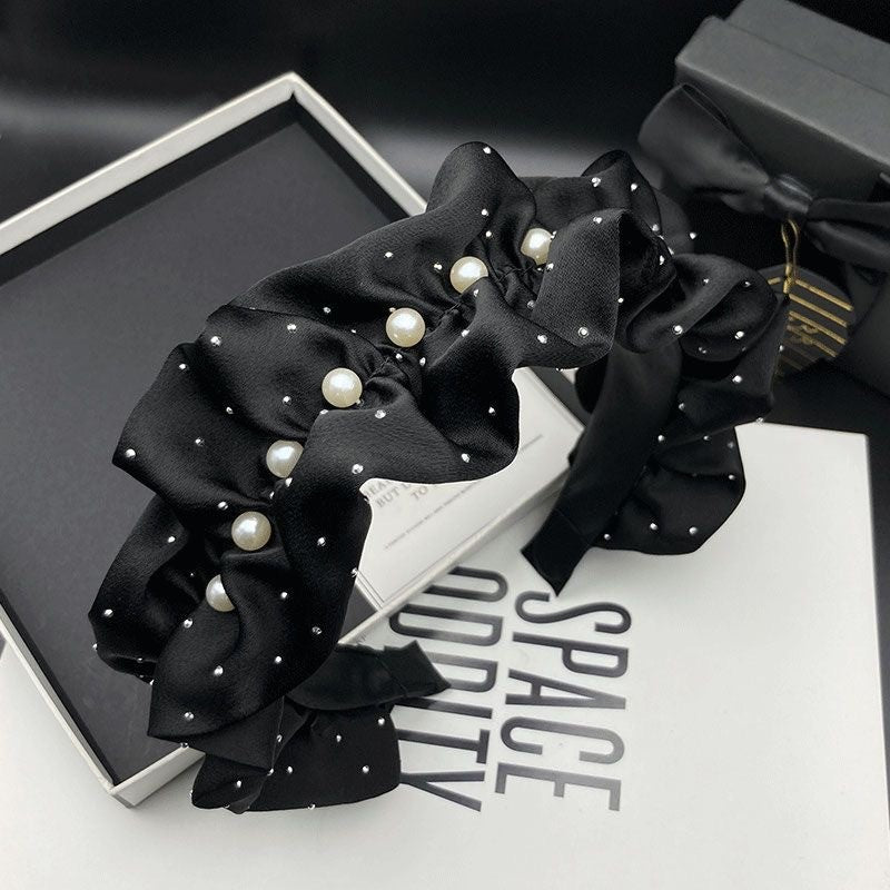 Headband High Skull Top Retro Black Full Diamond Broken Hair