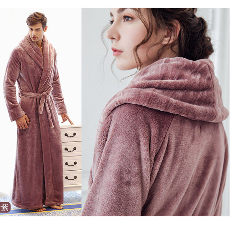 Thick Coral Flannel Plus Size Bathrobe Men's Pajamas And Home Wear