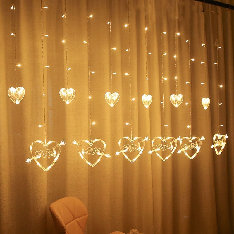 Led Heart-shaped Decorative Curtain Decorative Lights
