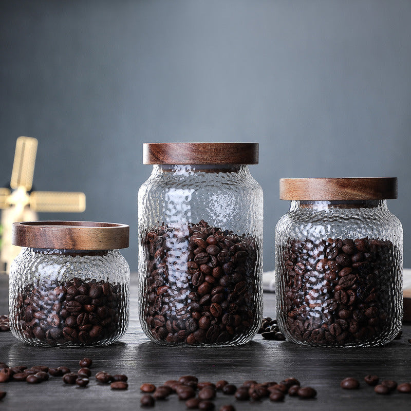 Acacia Food Coffee Bean Tea Glass Storage Jar