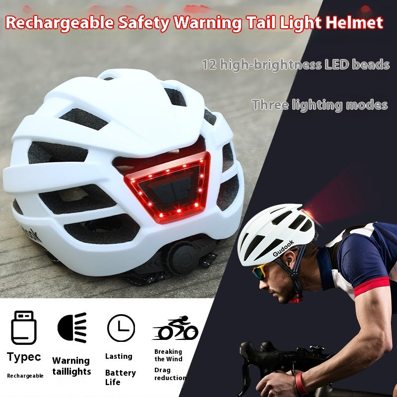 LED Light Bicycle Riding Integrated Helmet Light Men And Women Four Seasons Ventilation Breathable Comfortable