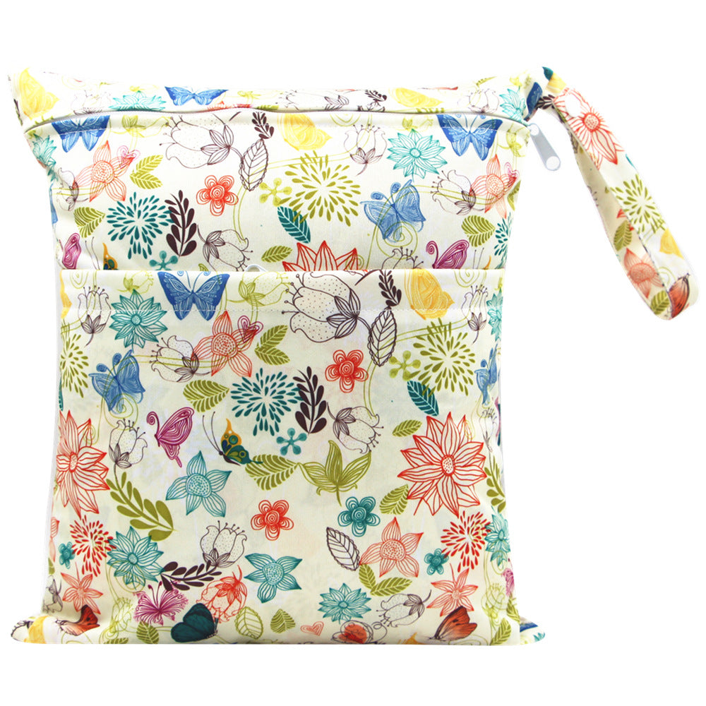Diaper Bag 30 36cm Baby Double Zipper Printing Waterproof Diaper Bag