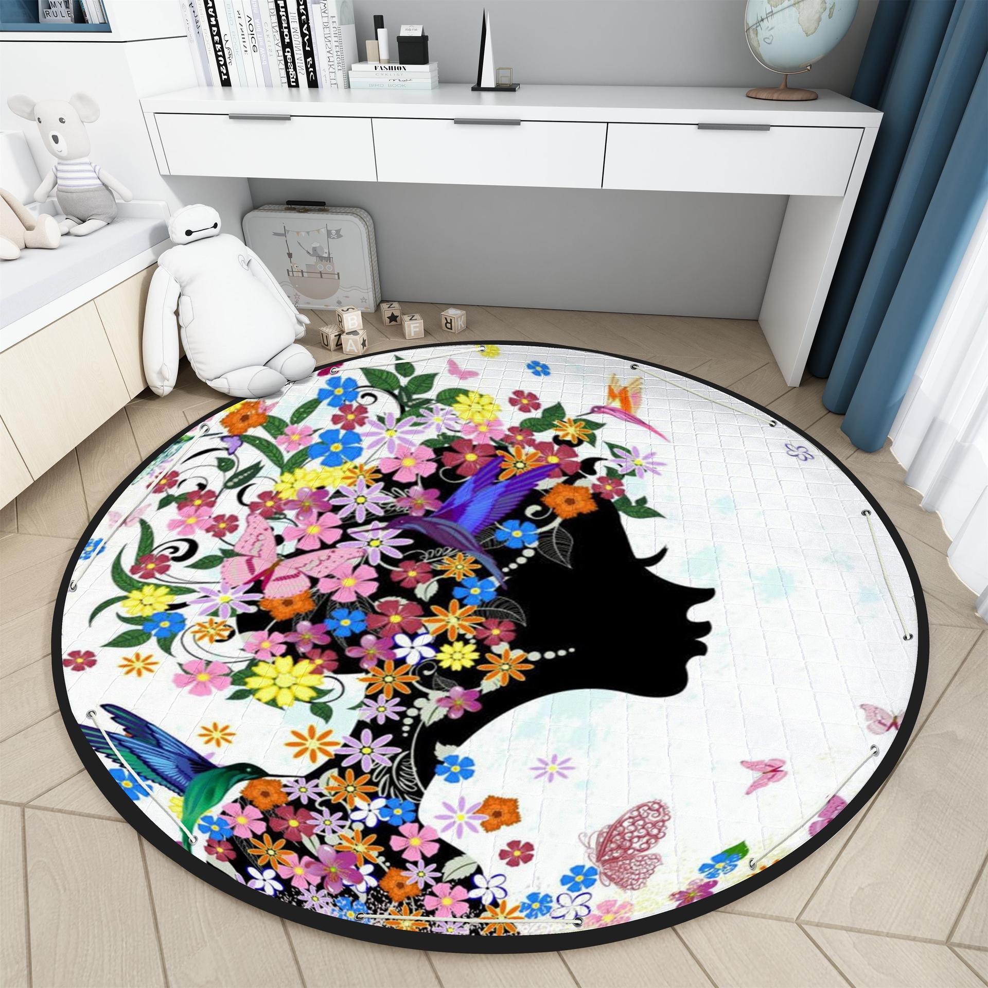 Round FARCENT Storage Mat Quilted Game Carpet Children Crawling Mat Outing Picnic Mat