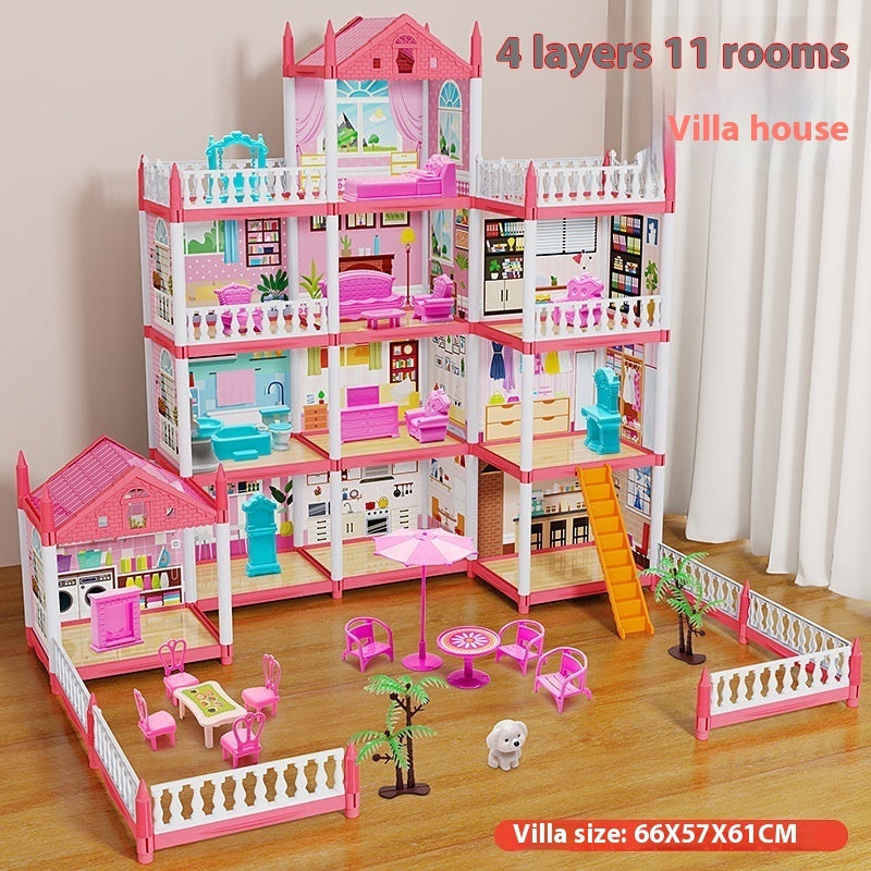 Toy Girl Princess Castle Villa Hut Children Play House Toy Girl Simulation Room Doll House Gift