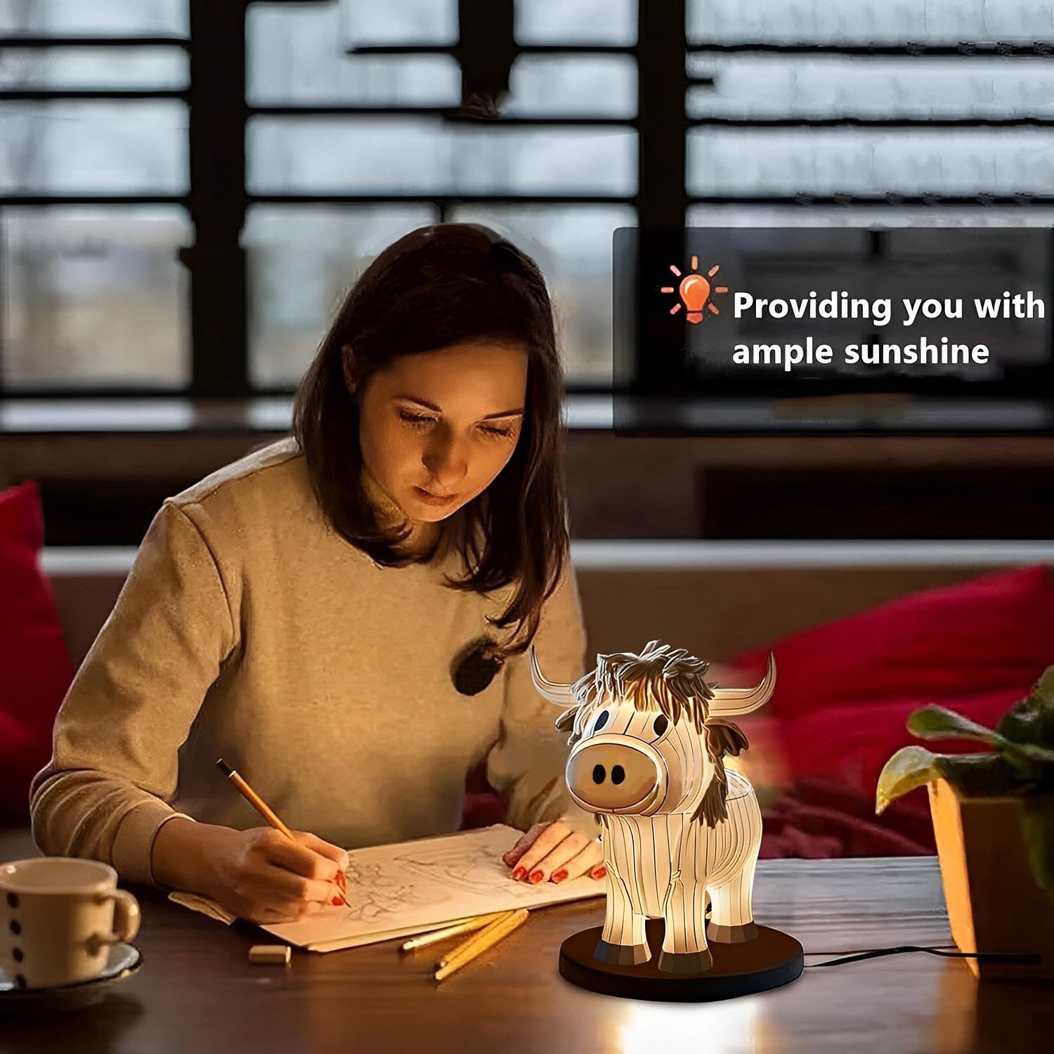 Lampe de chevet vache amusante Lampe de table vache mignonne