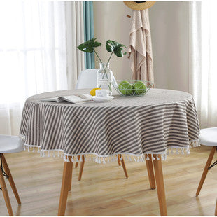 Waterproof Tablecloth Mediterranean Style Blue Striped Tassel Table Cloth Tablecloth Cotton Linen Coffee Table Cloth Cover Towel
