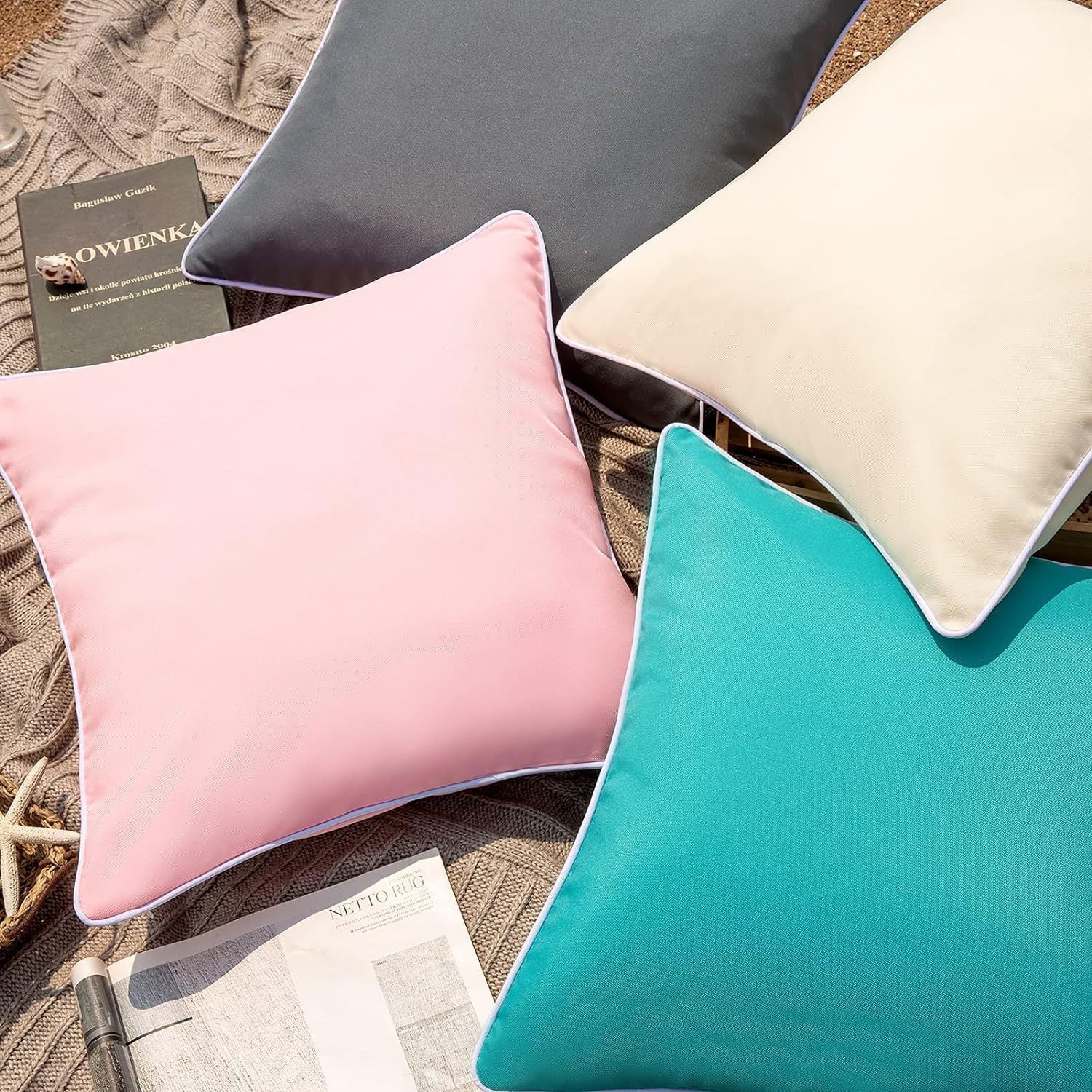 Outdoor Waterproof Solid Throw Decorative Pillow Cover Decorative Square Outdoor Pillows Cushion Case Patio Pillows For Couch Tent
