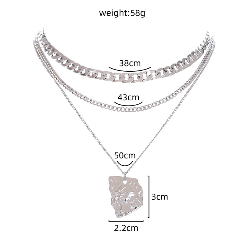 Nk Chain Character Tag multi-layer necklace